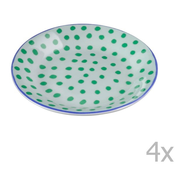 Sada 4 porcelánových tanierikov s bodkami Oilily 10 cm, biela