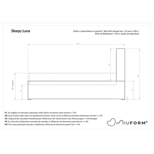 Sivá čalúnená jednolôžková posteľ s roštom 90x200 cm Sleepy Luna – Miuform-image-4