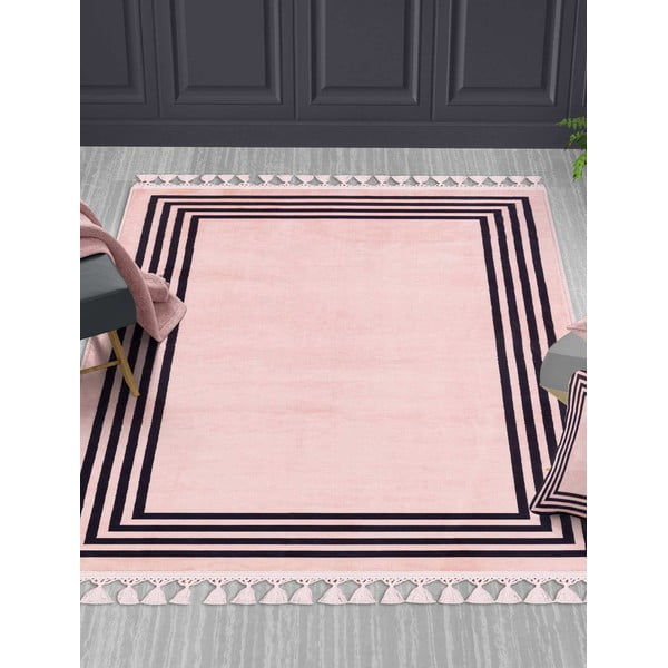Ružový umývateľný koberec behúň 300x100 cm - Vitaus-image-1