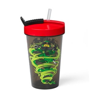 Zelený téglik s červeným vekom a slamkou LEGO® Ninjago, 500 ml