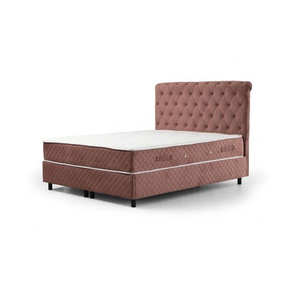 Ružová boxspring posteľ s úložným priestorom 140x200 cm Sonata – Kalune Design