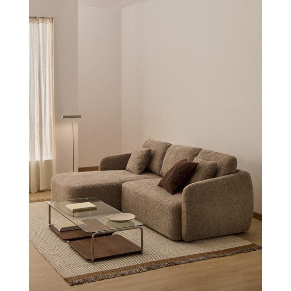 Taupe ženilková rozkladacia rohová pohovka (ľavý roh/s leňoškou) Laira – Kave Home-image-1