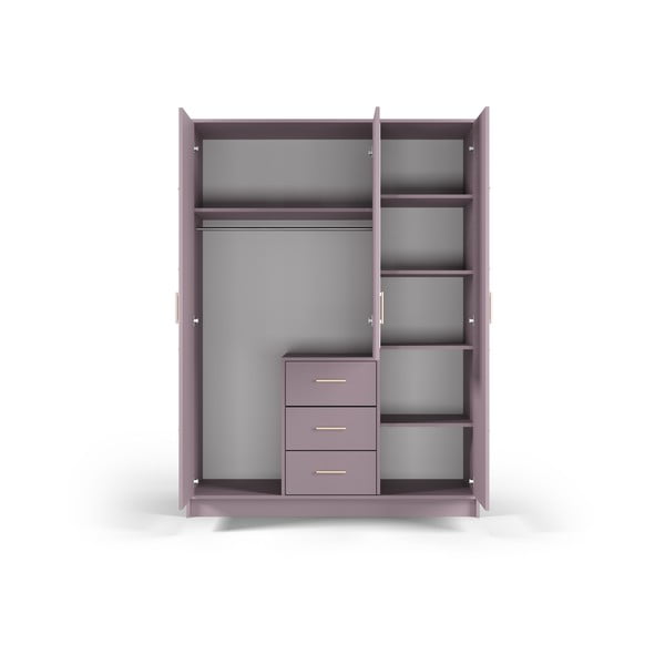 Ružová šatníková skriňa so zrkadlom 147x200 cm Burren - Cosmopolitan Design-image-4