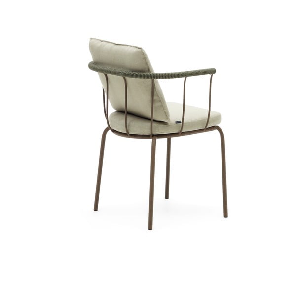 Zelená/béžová kovová záhradná stolička Salguer - Kave Home-image-4