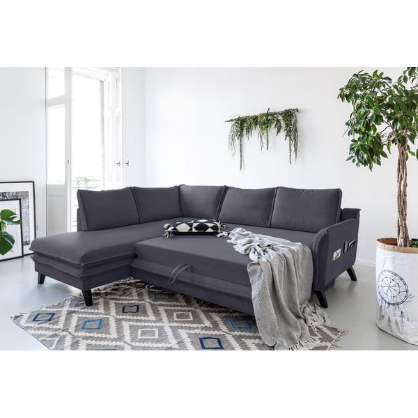 Antracitovosivá rozkladacia rohová pohovka Miuform Charming Charlie L, ľavý roh-image-3