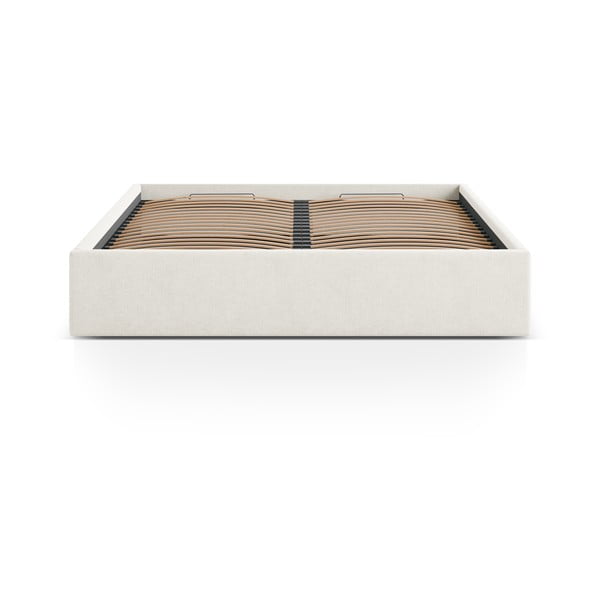 Krémovobiela čalúnená dvojlôžková posteľ s úložným priestorom/bez čela s roštom 180x200 cm Susan – Micadoni -image-2