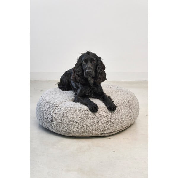 Sivý pelech pre psa z materiálu buklé ø 90 cm Senso Pouffe Pebble M/L – MiaCara-image-3