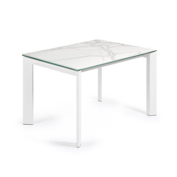 Rozkladací jedálenský stôl s prídavnou doskou s doskou v dekore mramoru 80x120 cm Axis – Kave Home