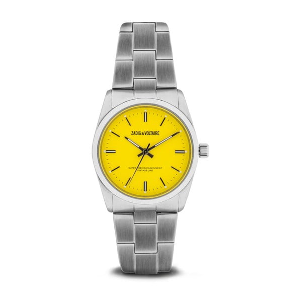 Dámske hodinky striebornej farby so žltým ciferníkom Zadig & Voltaire