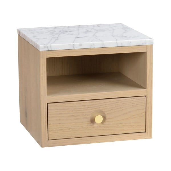 Nočný stolík s doskou v dekore mramoru v prírodnej farbe Whitmore – Rowico-image-2
