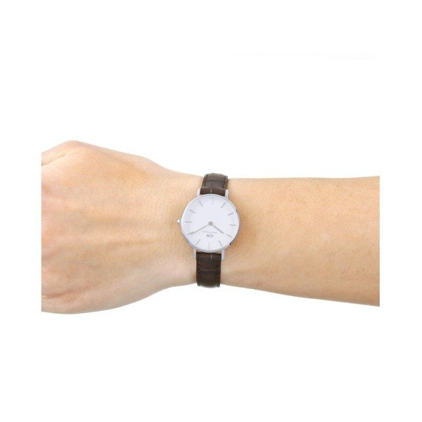 Dámske hodinky s koženým remienkom s detailmi striebornej farby Daniel Wellington Petite York, ⌀ 28 mm-image-1