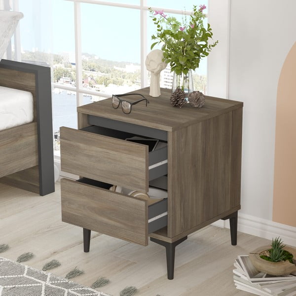 Hnedý nočný stolík Elegance – Kalune Design-image-3