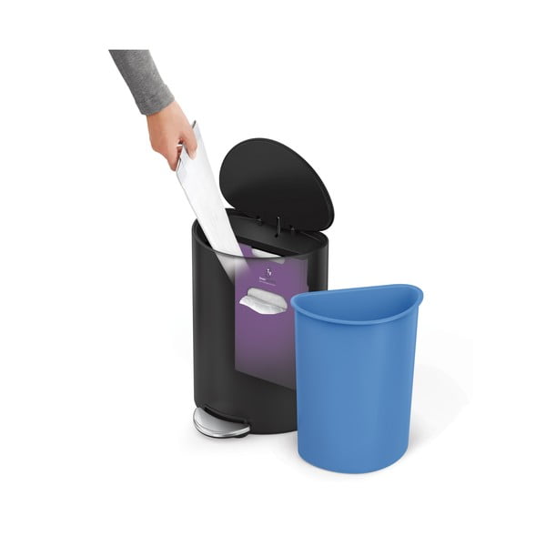 Matne čierny nášľapný kovový odpadkový kôš 6 l – simplehuman-image-2