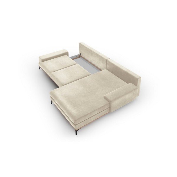 Béžová rozkladacia rohová pohovka so zamatovým poťahom Windsor & Co Sofas Astre, pravý roh-image-4