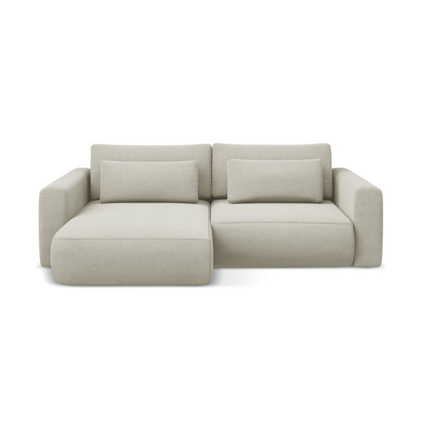 Béžová rozkladacia/s úložným priestorom rohová pohovka (ľavý roh/s leňoškou) Kapua – Makamii