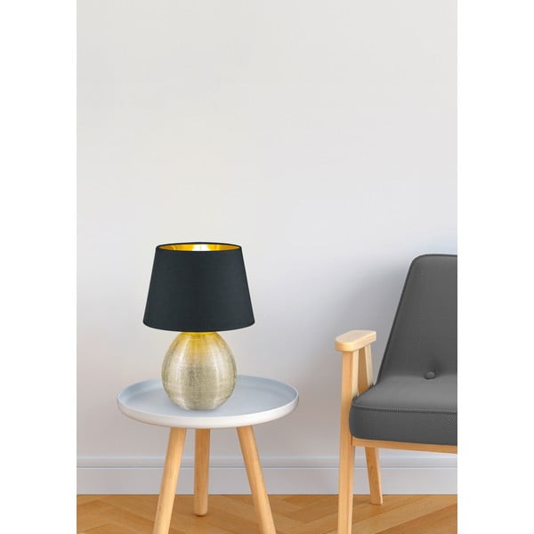 Čierna stolová lampa z keramiky a tkaniny Reality Luxor, výška 35 cm-image-2