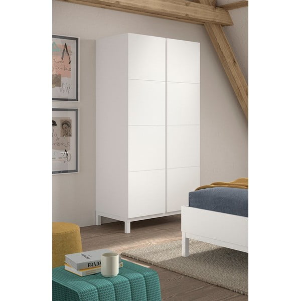 Biela detská šatníková skriňa 99x196x58 cm Eva – Vipack-image-1