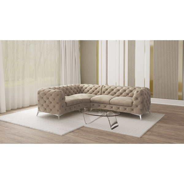 Sivobéžová zamatová rohová pohovka (ľavý roh/do L) Chelsea – Ropez-image-1