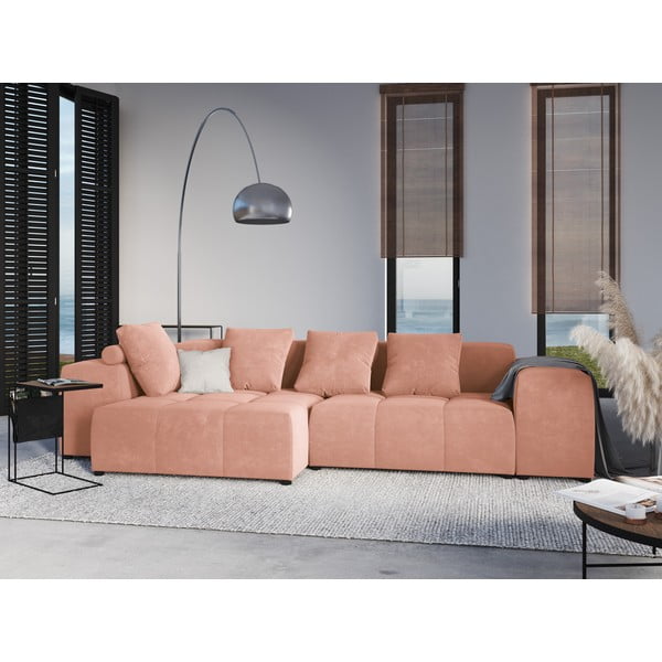 Ružová zamatová opierka k modulárnej pohovke Rome Velvet - Cosmopolitan Design-image-4