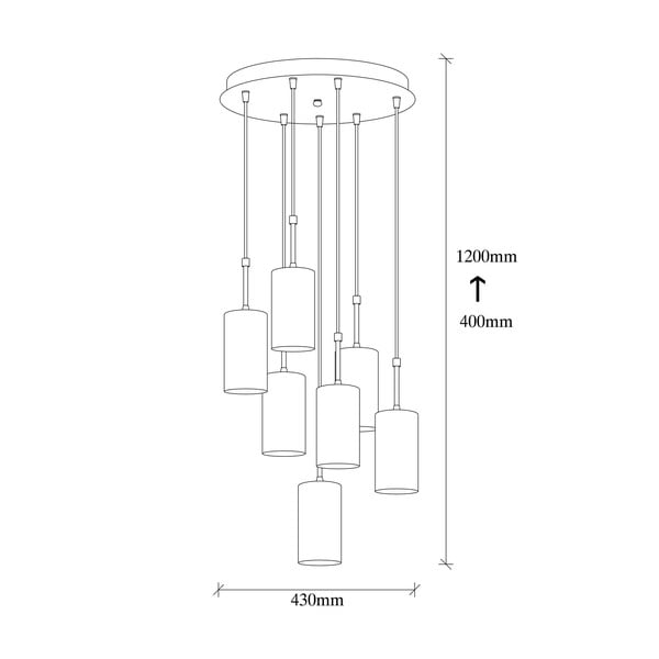 Závesné svietidlo pre 7 žiaroviek v zlatej farbe Opviq lights Kem Tube-image-3