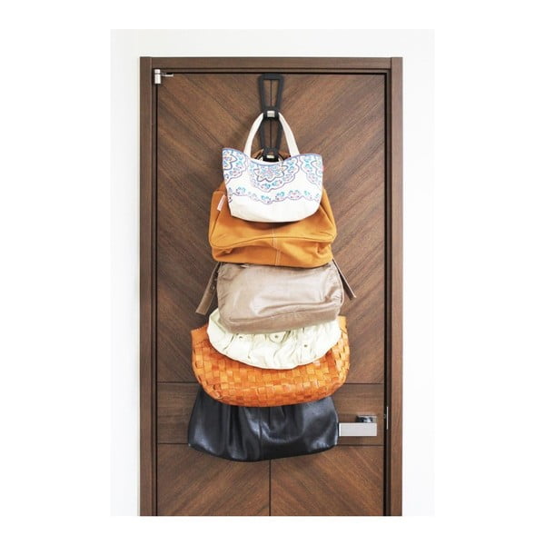 Čierny vešiak na kabelky so zavesením na dvere a 6 háčikmi Yamazaki Kanazawa-image-2