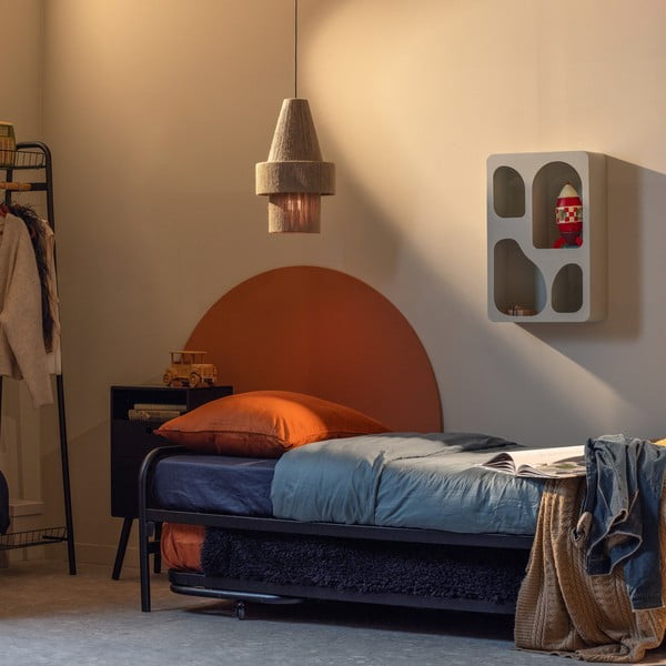 Čierna kovová jednolôžková posteľ skladacia s roštom 90x200 cm Lucy – WOOOD-image-1