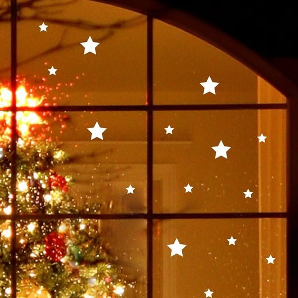Elektrostatická vianočná samolepka Ambiance Bright White Stars