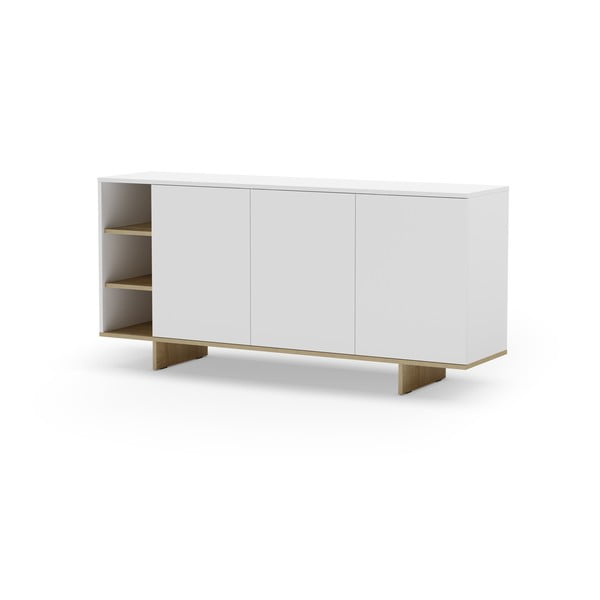 Biela nízka komoda v dekore duba 170x80 cm Cequoia – Marckeric-image-3