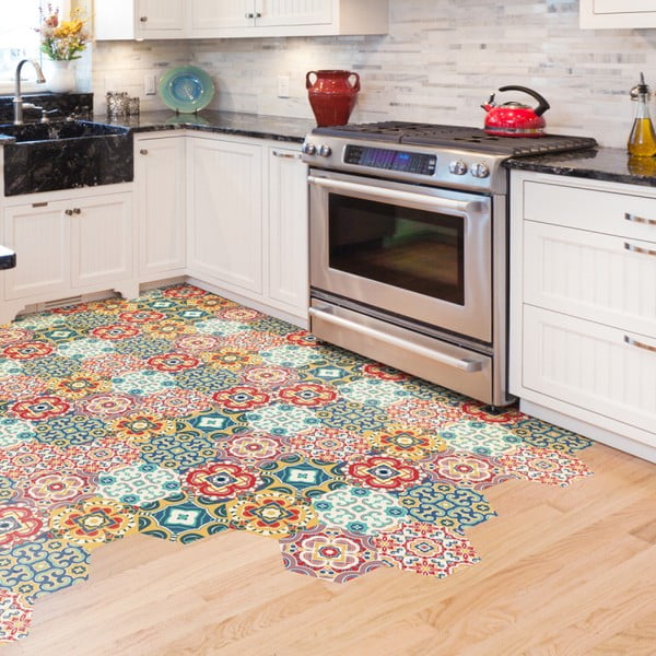 Sada 10 samolepiek na podlahu Ambiance Floor Stickers Hexagons Lorena, 40 × 90 cm-image-3