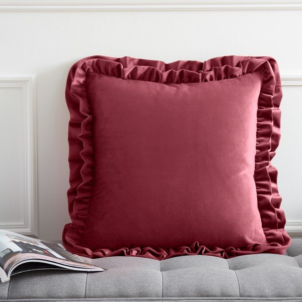Zamatový dekoračný vankúš 43x43 cm Velvet Double Frill – Catherine Lansfield-image-1