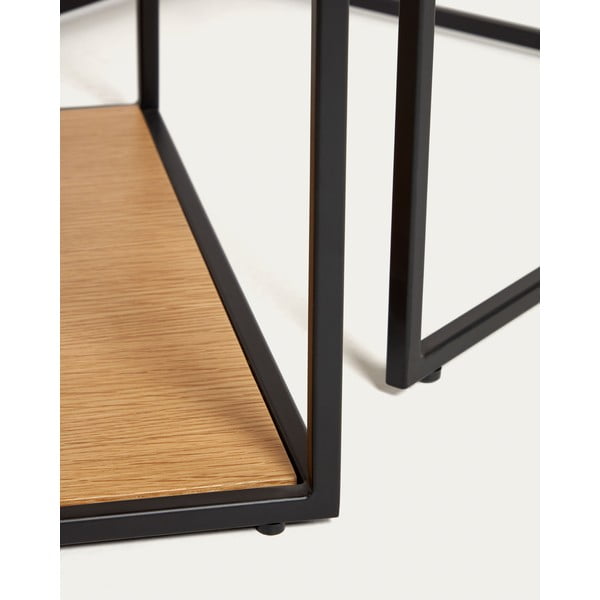 Okrúhle konferenčné stolíky s doskou v dubovom dekore v prírodnej farbe v súprave 2 ks 50x100 cm Yoana – Kave Home-image-2