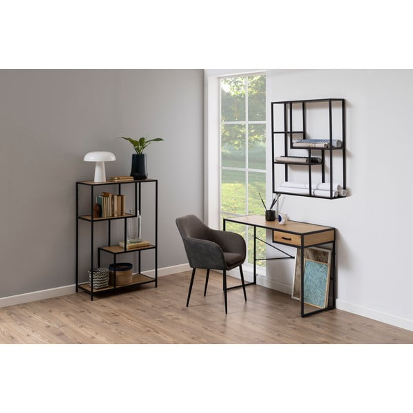 Nástenná knižnica v dekore duba v čierno-prírodnej farbe 75x91 cm Seaford – Actona-image-1