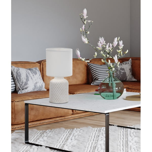 Krémovobiela stolová lampa s textilným tienidlom (výška  32 cm) Iner – Candellux Lighting-image-1
