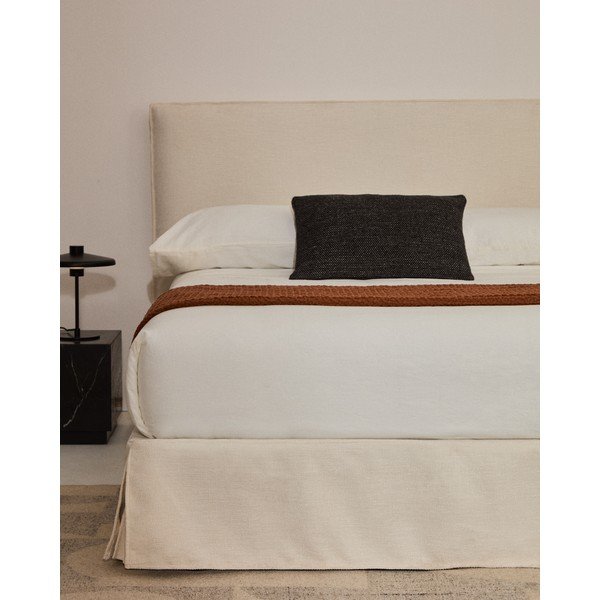 Biela čalúnená dvojlôžková posteľ bez čela 160x200 cm Jaira – Kave Home-image-1