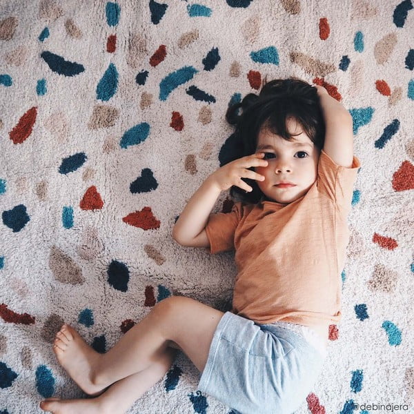 Krémový prateľný ručne tkaný bavlnený koberec 140x200 cm Terrazzo Marble – Lorena Canals-image-4