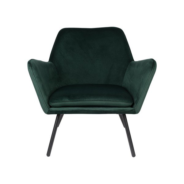 Tmavozelené zamatové kreslo White Label Bon-image-2