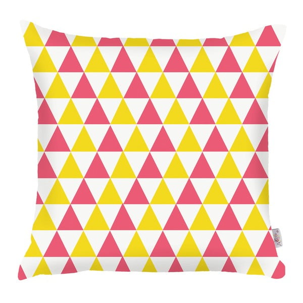 Ružovo-žltá obliečka na vankúš Mike & Co. NEW YORK Triangles, 43 × 43 cm