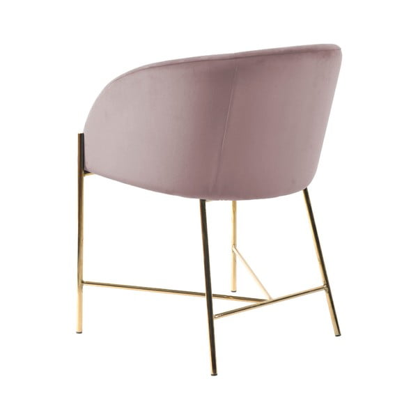 Pastelovoružová stolička s nohami v zlatej farbe Interstil Nelson-image-3