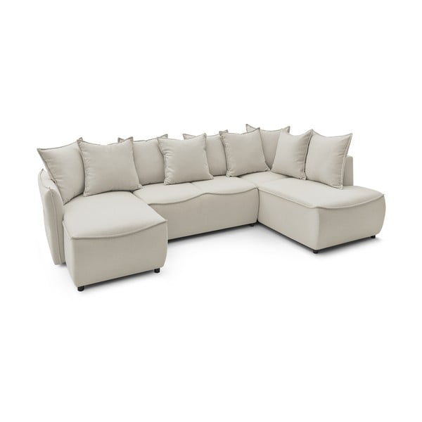 Krémovobiela rozkladacia rohová pohovka (pravý roh) Leon – Bobochic Paris-image-4