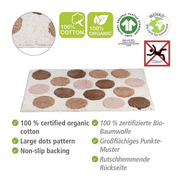 Hnedá/béžová kúpeľňová predložka z bio bavlny 60x90 cm Tibet – Wenko-image-2