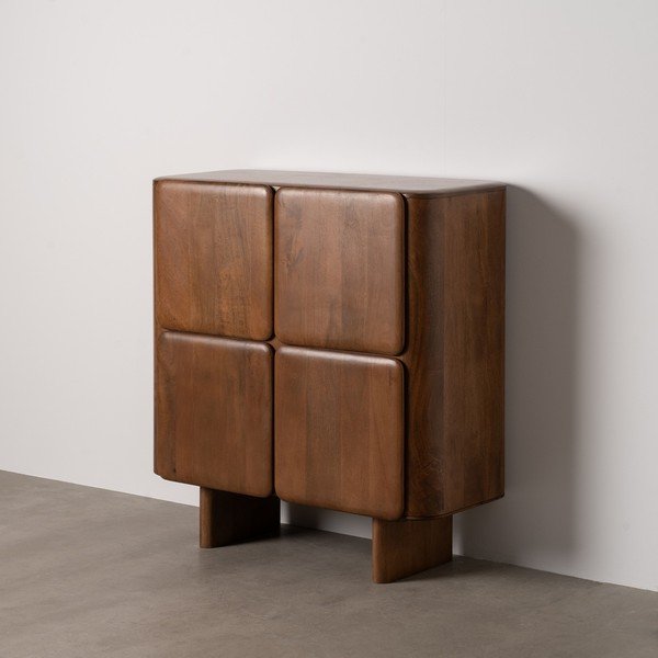 Hnedá skrinka z mangového dreva 104x110x45 cm Nosy – Ixia-image-1