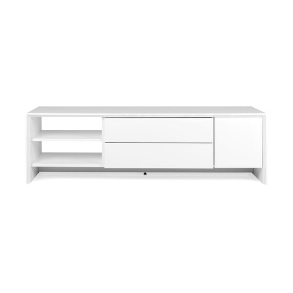 Biely jednodverový TV stolík s 2 zásuvkami a 2 poličkami Tenzo Profil