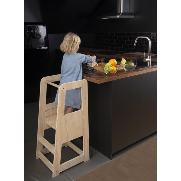 Učiaca veža z borovicového dreva v prírodnej farbe Montessori – Little Nice Things-image-1