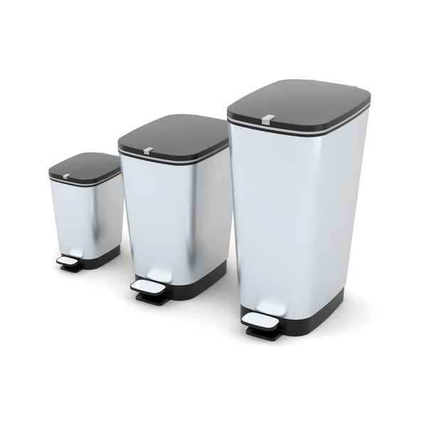 Pedálový plastový odpadkový kôš v striebornej farbe 45 l Chic Bin – KIS-image-3