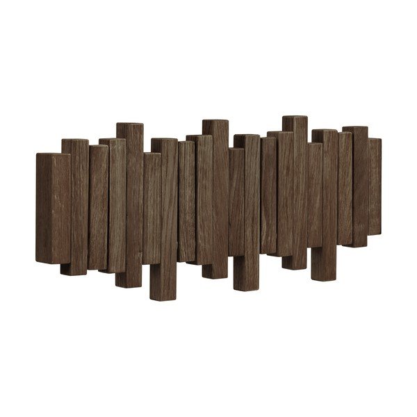 Tmavohnedý nástenný vešiak z dubového dreva 40 cm Caltra – House Nordic-image-3