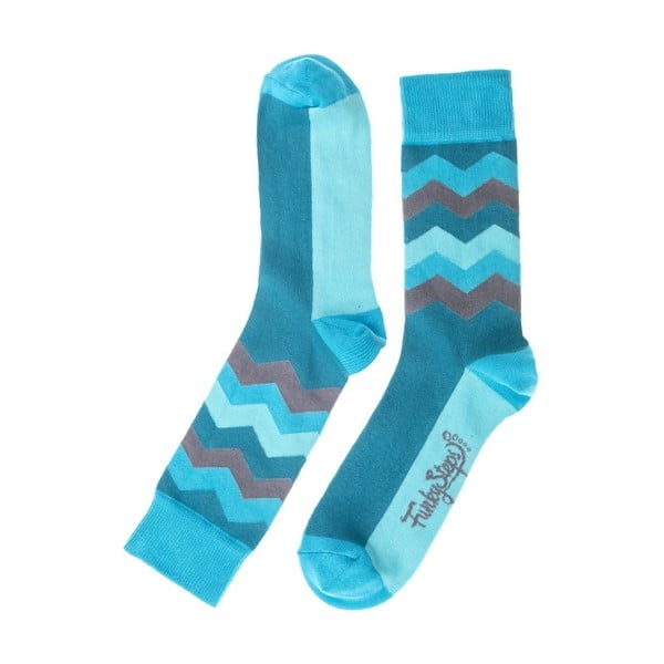 Modré ponožky Funky Steps Wave, veľkosť 39 - 45