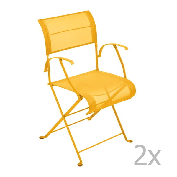 Sada 2 žltých skladacích stoličiek s opierkami na ruky Fermob Dune
