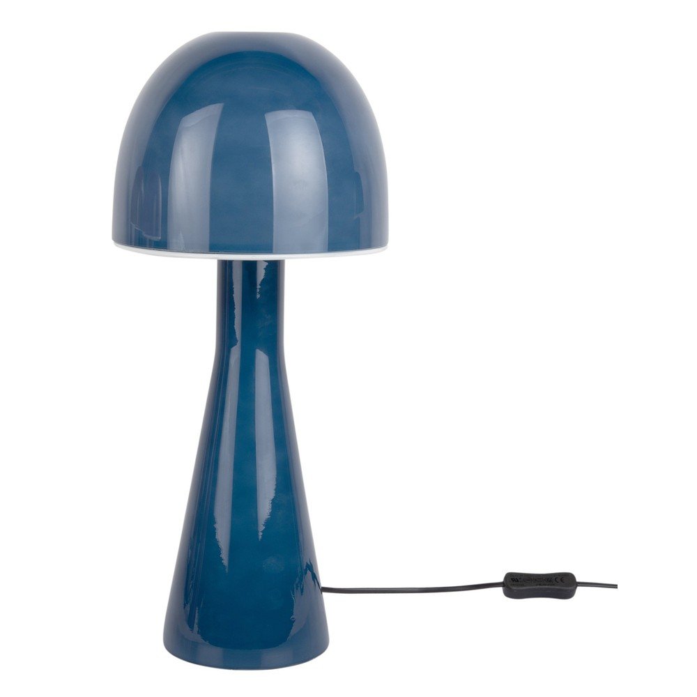 Tmavomodrá stolová lampa so skleneným tienidlom (výška 45 cm) Bombin – Leitmotiv