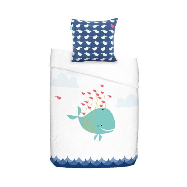 Detské bavlnené obliečky Baleno Whale Ride, 140 × 200 cm