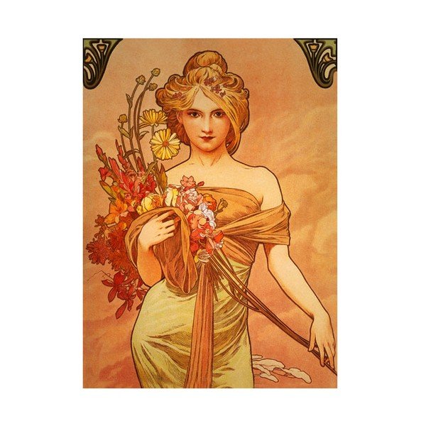 Obraz Alfons Mucha Bouquet, 80x60 cm